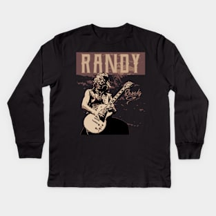 Randy Rhoads // Brown vintage Kids Long Sleeve T-Shirt